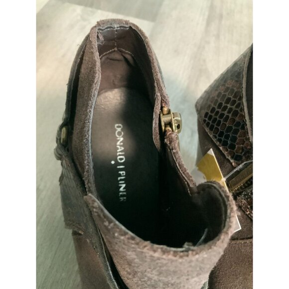 Donald J Pliner Brown Suede Selita 23 Ankle Bootie W/ Snakeskin Straps, Size 9 - Picture 4 of 8